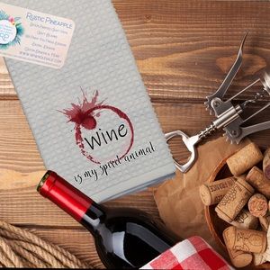 Wine is My Spirt Animal Waffle Weave Towel